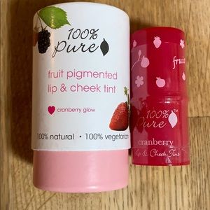 100% Pure Cranberry glow lip & cheek tint